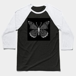 black mandala in zen butterfly ecopop pattern Baseball T-Shirt